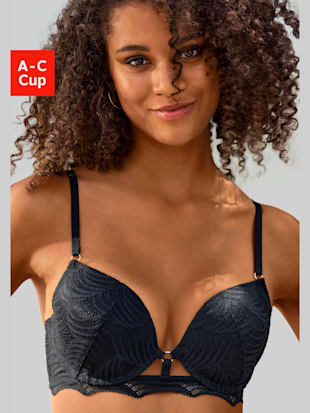 Soutien-gorge push-up tendance avec dentelle graphique sur les bonnets et bande sous poitrine plus large