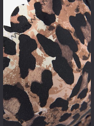 Haut de maillot de bain à armatures imprimé léopard tendance et bord ondulé