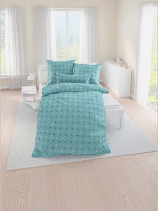 Linge de lit flanelle fine douce, coleur menthe imprimé - HELLINE