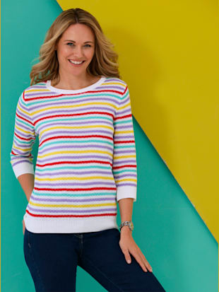 Pull à rayures motif ajouré léger