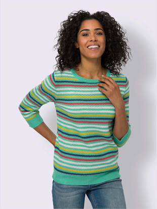 Pull à rayures motif ajouré léger