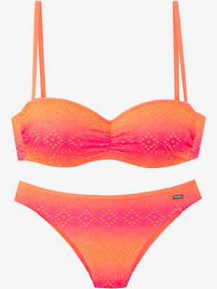 Maillot de bain bandeau à armatures broderie ajourée tendance avec dégradé de couleurs (Image 5)