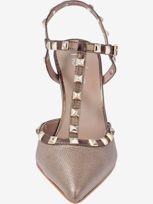 Escarpins cuir nappa de chèvre, gaufré et matière synthétique
