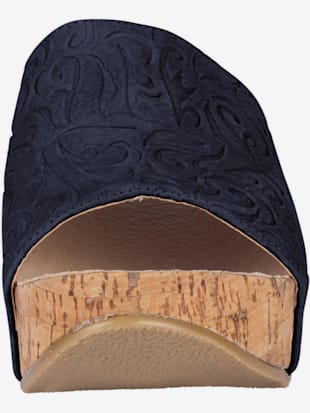 Mules cuir velours de porc gaufré