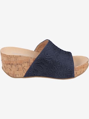 Mules cuir velours de porc gaufré