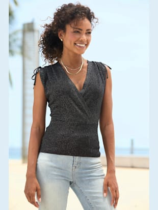 Débardeur en tricot encolure en v aspect superposé (Image 1)