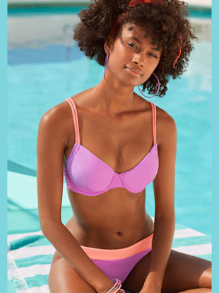 Haut de maillot de bain à armatures design contrasté tendance, couleur lilas - HELLINE