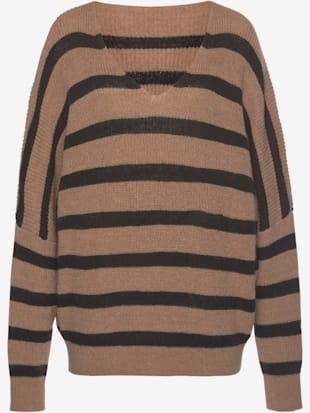 Pull à rayures col v profond
