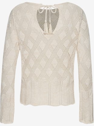 Pull ajouré superbe motif tricoté ajouré avec fibres brillantes (Image 2)