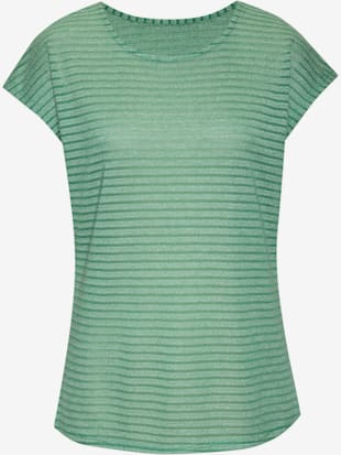 T-shirt à manches courtes tricot jacquard léger à rayures (Image 3)
