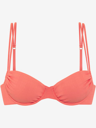 Haut de bikini bandeau à armatures matière structurée tendance à rayures (Image 1)