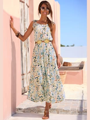 Robe mi-longue robe d'été à encolure ronde