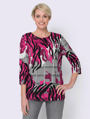 T-shirt à manches 3/4 imprimé animal décoratif - écru-mauve-imprimé - 46 - Moda Vilona