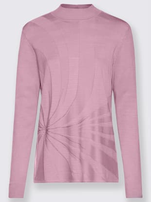 Pull col montant motif intarsia orné de pierres brillantes