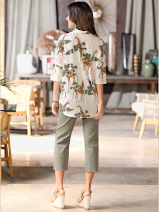 Chemisier ample motif safari col chemise manches 3/4