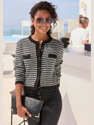 Veste en tricot motif à carreaux tendance