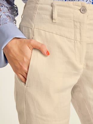 Pantalon en lin style soigné, poches fendues