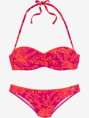 Maillot de bain bandeau à armatures bord crocheté contrasté (Image 3)