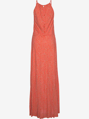 Robe longue encolure haute froncée