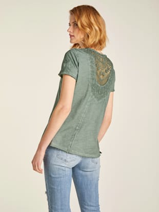 T-shirts à col rond superbes empiècements en dentelle