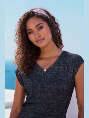 T-shirt à manches courtes bouton brillant à strass au niveau de l'encolure (Image 6)
