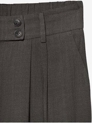 Pantalon avec plis de ceinture pantalon tissé avec deux boutons aux bords-côtes (Image 3)
