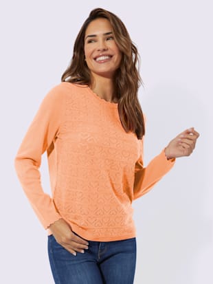 Pull à manches longues motif ajouré en forme de cœur