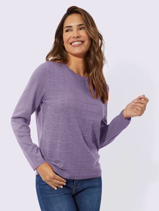 Pull à manches longues motif ajouré en forme de cœur