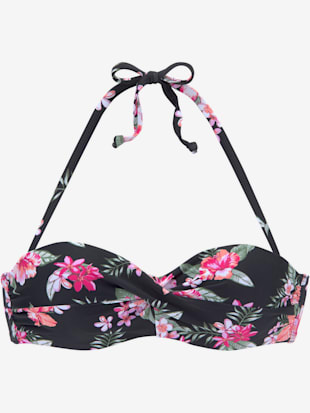 Haut de bikini bandeau à armatures motif floral – chaque pièce est unique