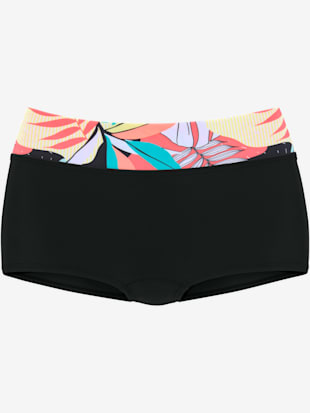 Bikini mini-short imprimé, effet de couleur différent pour chaque pièce