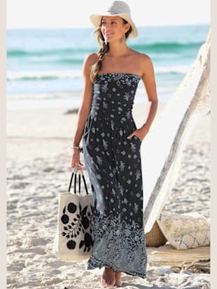 Robe longue robe en jersey avec bordure imprimée