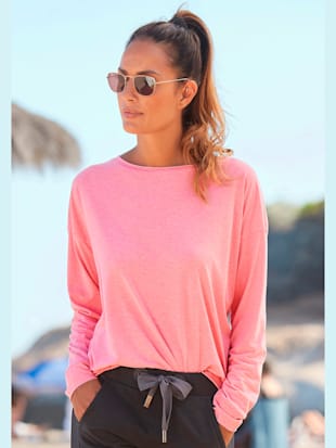 T-shirt manches longues encolure ronde avec bord roulé