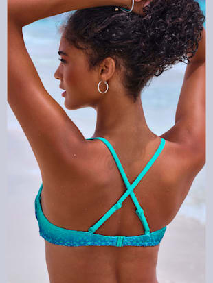 Maillot de bain bandeau à armatures broderie ajourée tendance avec dégradé de couleurs (Image 4)