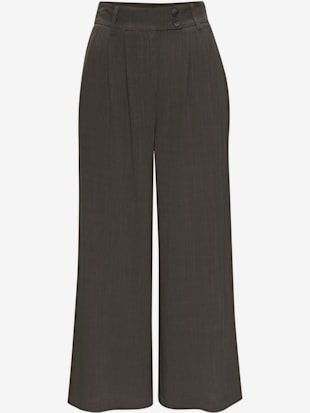 Pantalon avec plis de ceinture pantalon tissé avec deux boutons aux bords-côtes (Image 4)