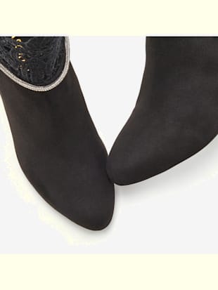 Bottines avec empiècement en dentelle élégant et chaînes brillantes et tendance (Image 6)