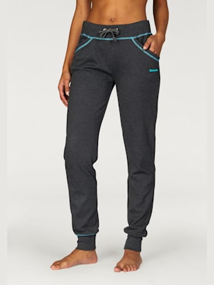 Pantalon détente sportif avec poches fendues, coleur anthracite-bleu pétrole - HELLINE