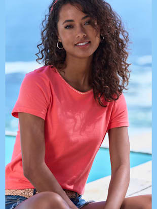 T-shirt broderie contrastée tendance à l'encolure ronde (Image 3)