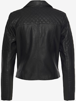 Veste en imitation cuir veste de motard courte en matière synthétique
