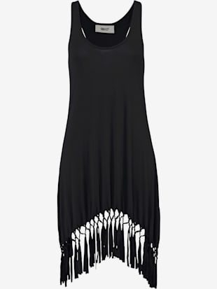 T-shirt long robe de plage décontractée avec franges nouées