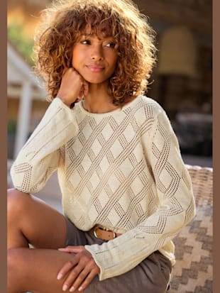 Pull ajouré superbe motif tricoté ajouré avec fibres brillantes (Image 4)