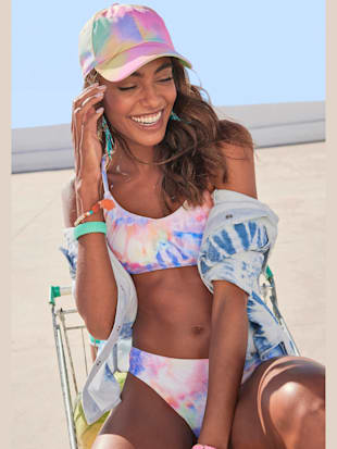 Bikini bustier imprimé – effet de couleur différent pour chaque pièce
