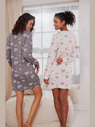 Chemise de nuit 2 robes légères avec imprimé cœurs