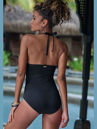 Maillot de bain style uni avec accessoire couleur or