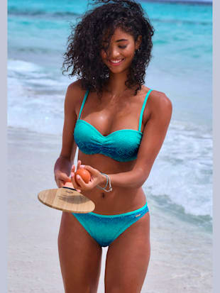 Maillot de bain bandeau à armatures broderie ajourée tendance avec dégradé de couleurs (Image 1)