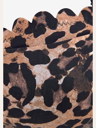 Haut de maillot de bain bandeau imprimé léopard tendance et bord ondulé