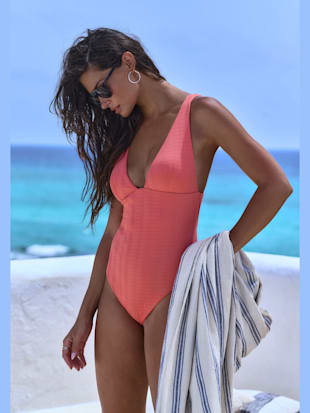 Maillot de bain matière structurée tendance à rayures (Image 1)