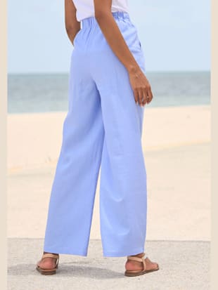 Pantalon en lin ceinture lisse devant, élastique au dos (Image 3)