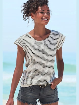 T-shirt à col rond manches chauve-souris tendance (Image 1)