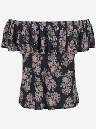 T-shirt de plage encolure avec élastique et volant