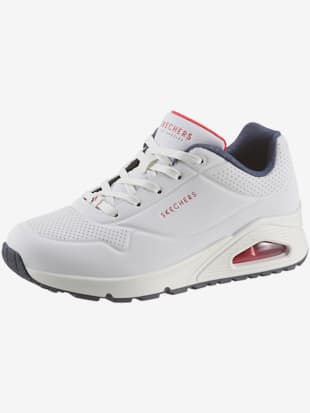 Sneakers compensées trotteurs unis tendance, semelle à coussin d'air, couleur blanc - HELLINE